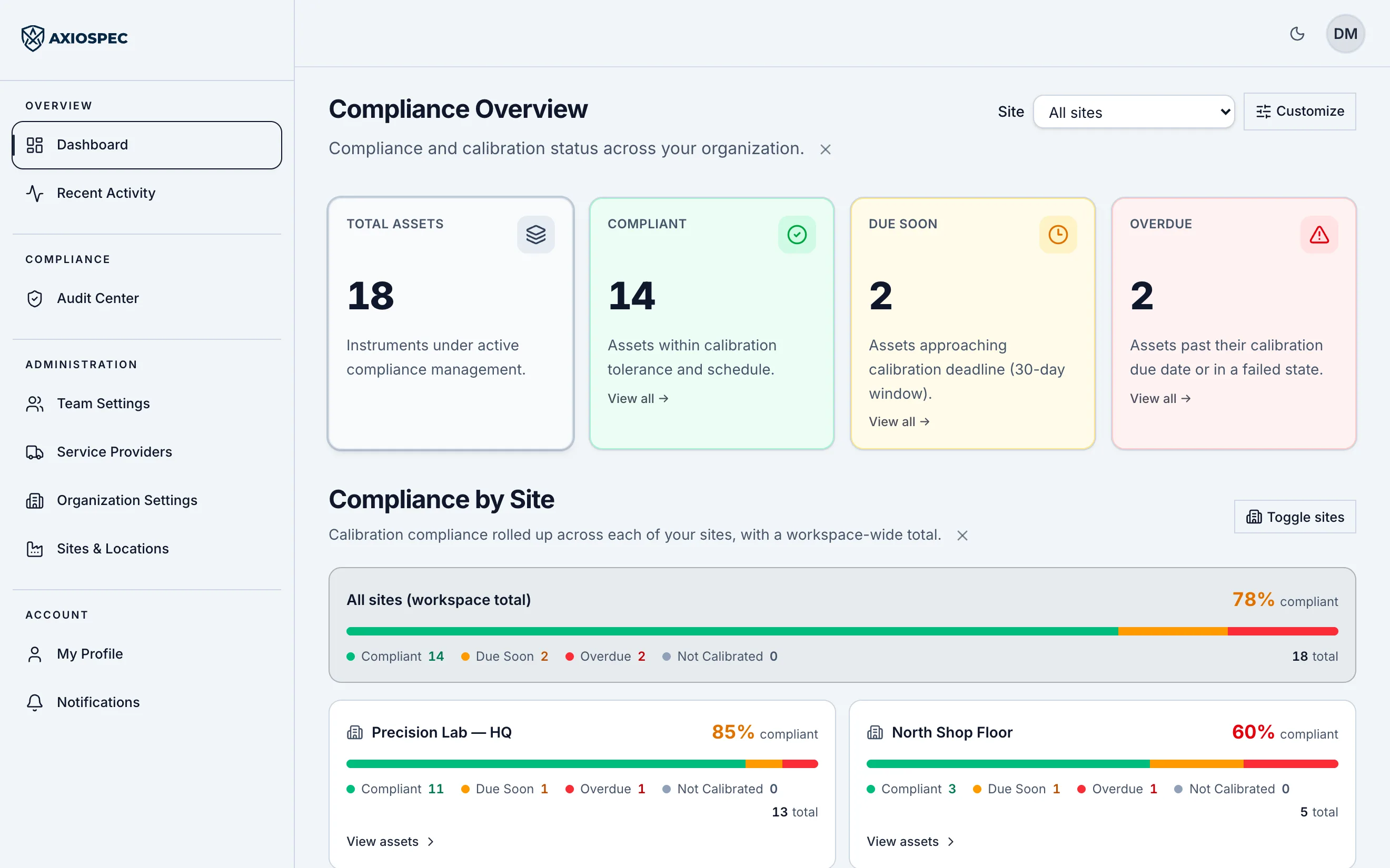 Exporting an audit pack from the Axiospec dashboard